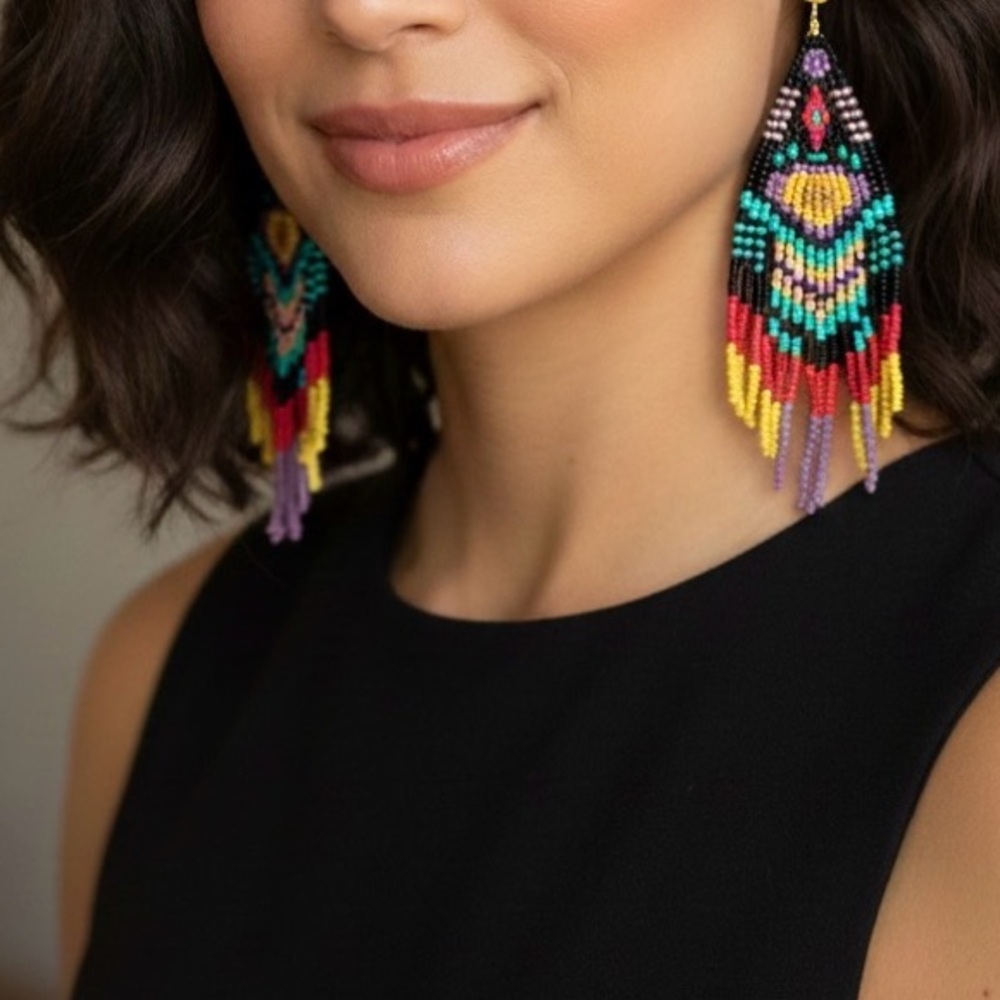 Colorful Beaded Dangle Earrings